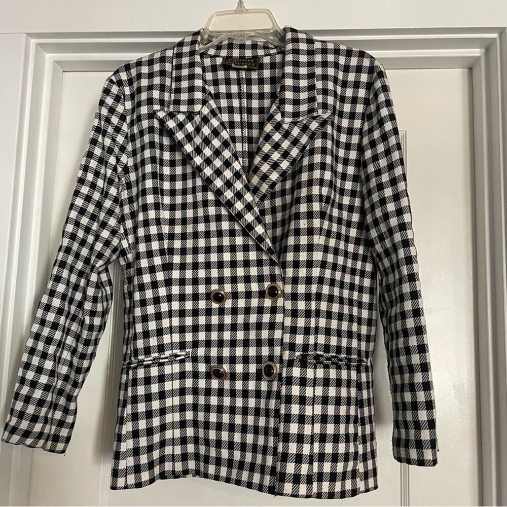 Positive Influence Women's Checkered blazer Sz 9-10 Black & white 80's Vintage